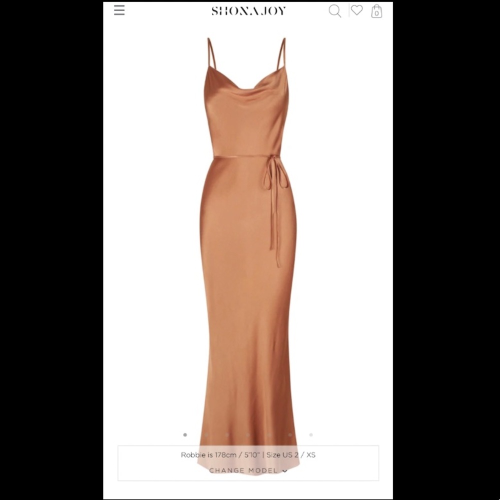 Shona Joy Copper Satin Cowl Neck Midi Bridesmaids Dress